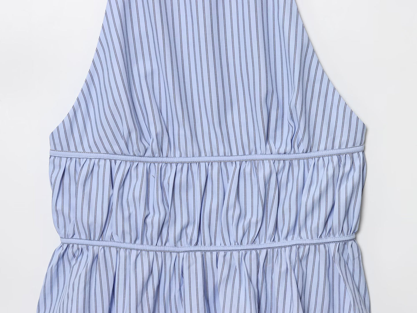 Women's new fashion striped poplin hanging neck collar top