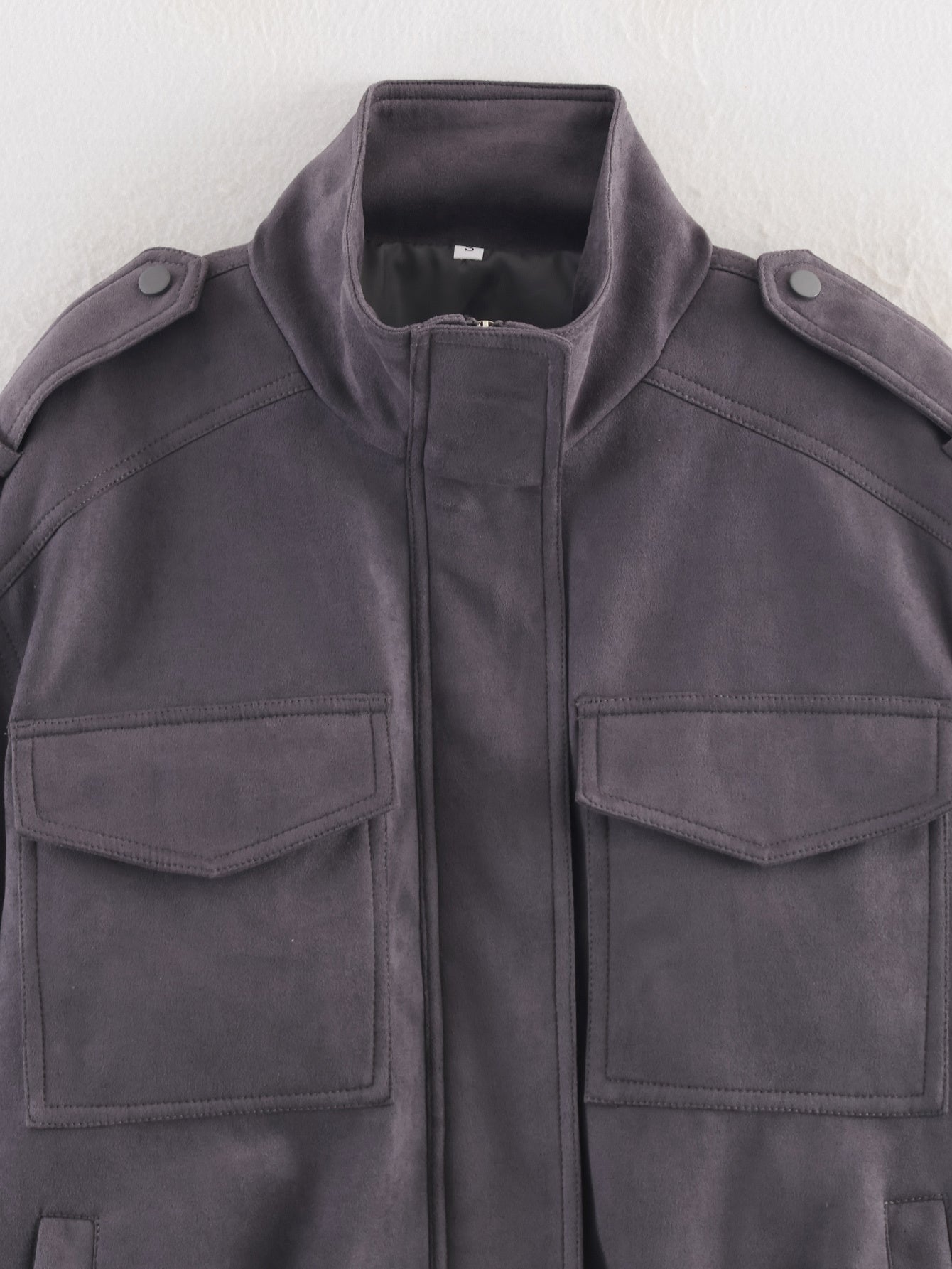 Women's new fashion suede loose stand collar jacket Coat