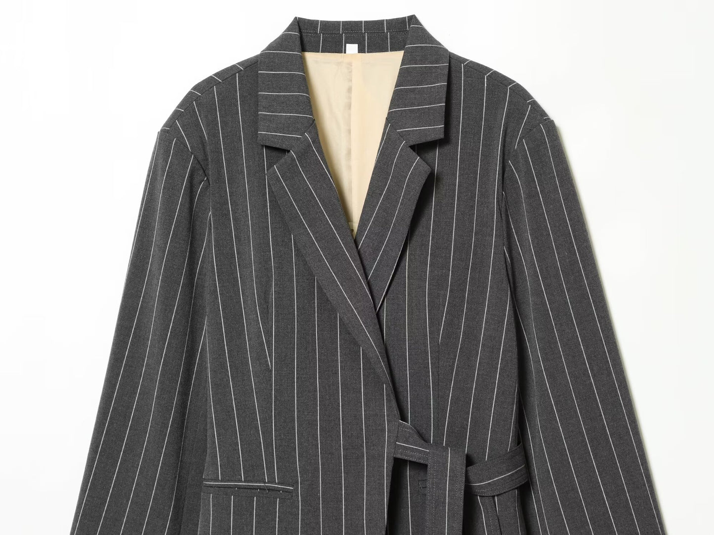 suit Women's 2 pieces wrap style lace up striped Blazer Coat +Pants