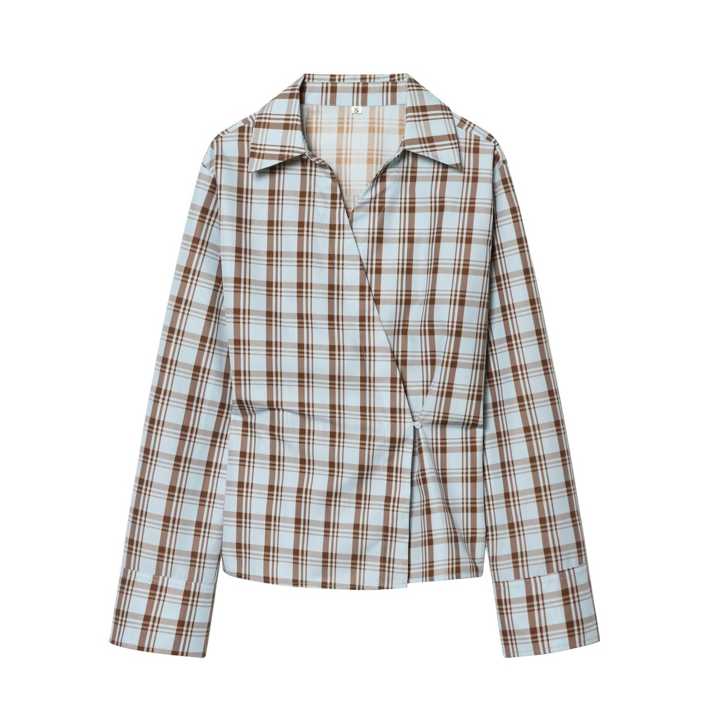 suit Women's 2 pieces pleated poplin plaid shirt+Skirts