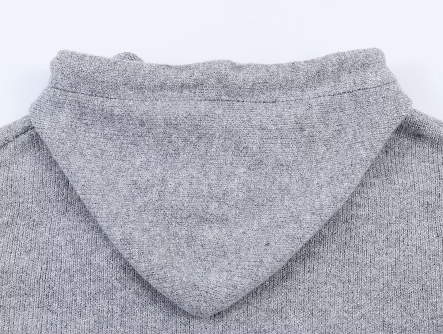 Women's hooded drawstring jacquard knitted cardigan