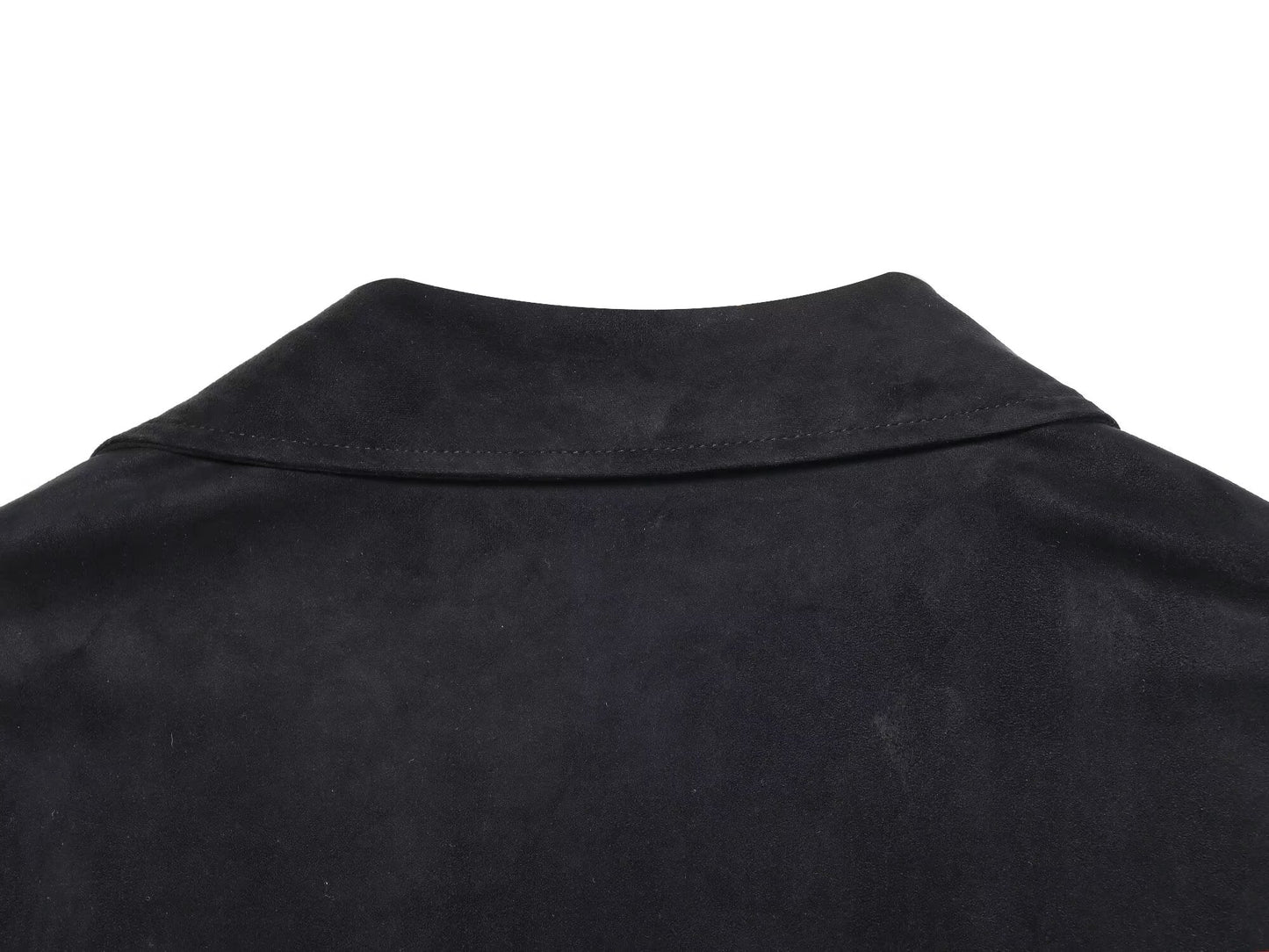 Women's black slim suede effect lace up shirt