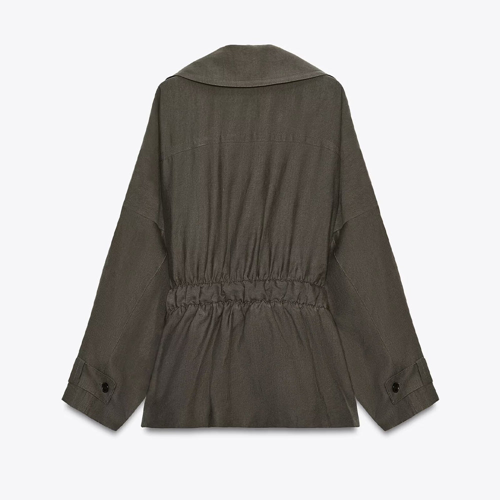 Women's New Fashion With Belt Loose Button-up Lapel Coat+Pants Suit