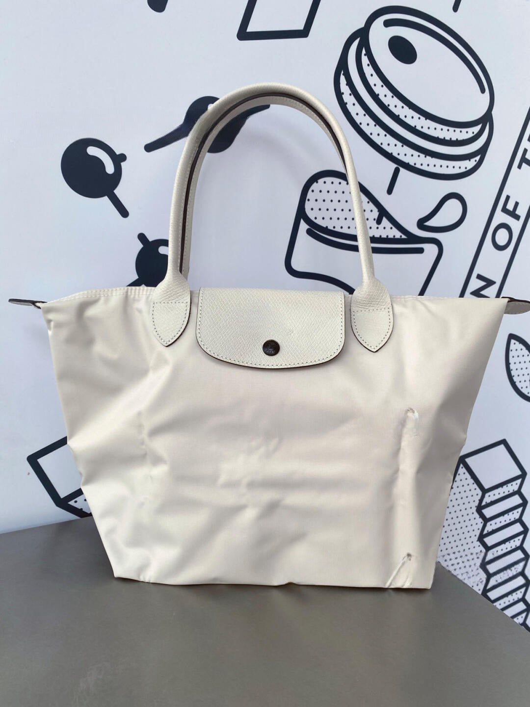 Women's New Joker Nylon Jiaozi Handbag Embroidered Large Tote Waterproof Folding Shoulder Bag.