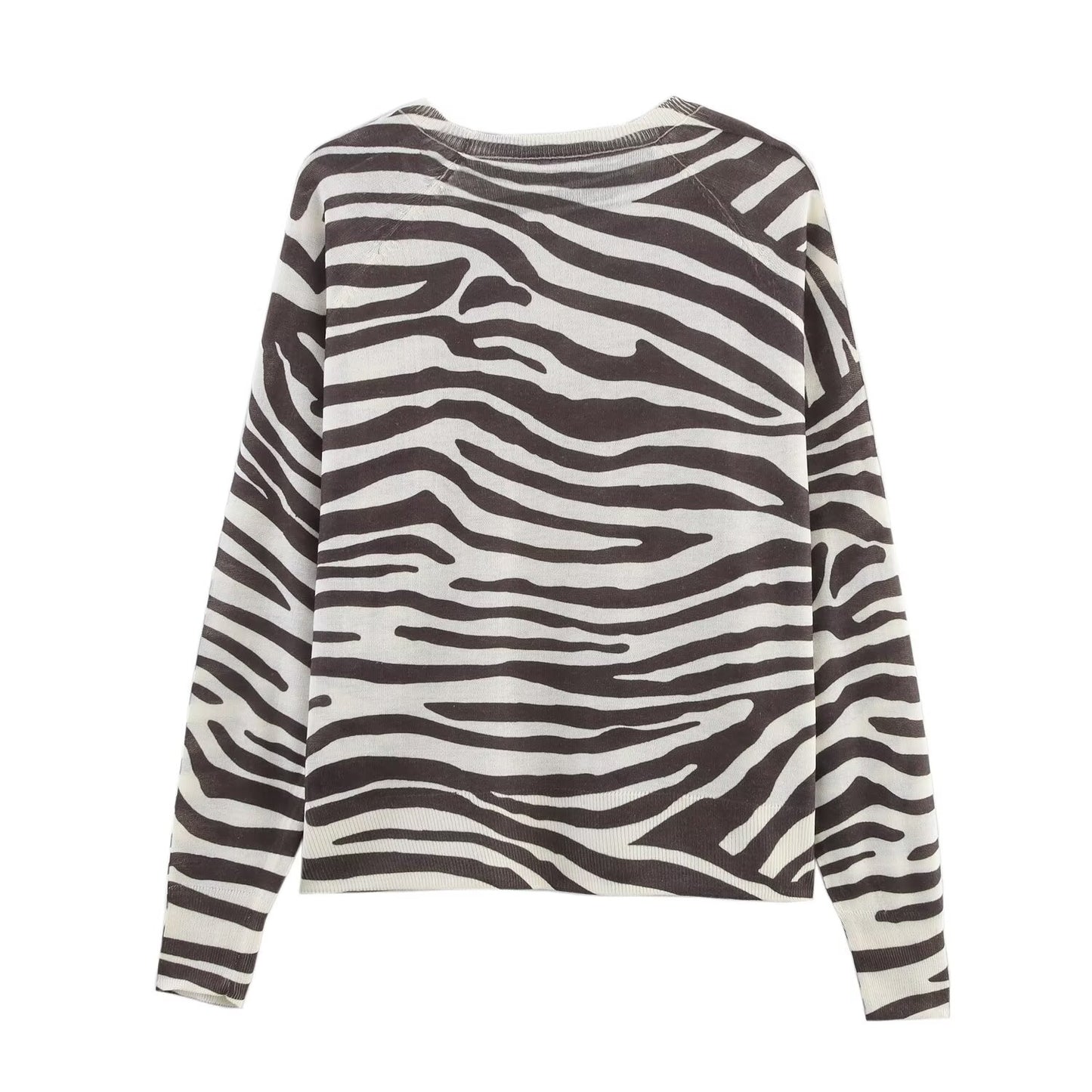 Women's New Fashion casual O-Neck striped fine needle knitted top