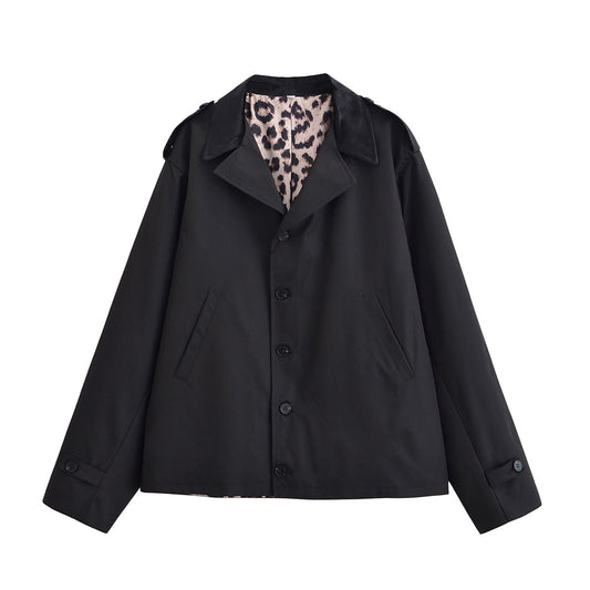 2025 Women's New Fashion Casual Suede Splicing Windbreaker Coat