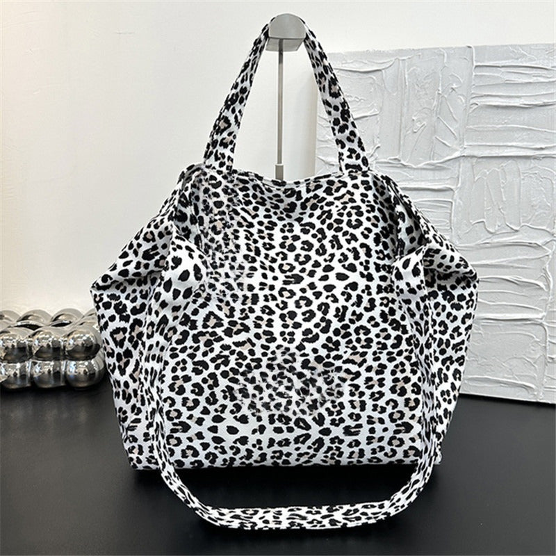 Women's new fashion canvas bag retro Leopard large-capacity shoulder bag