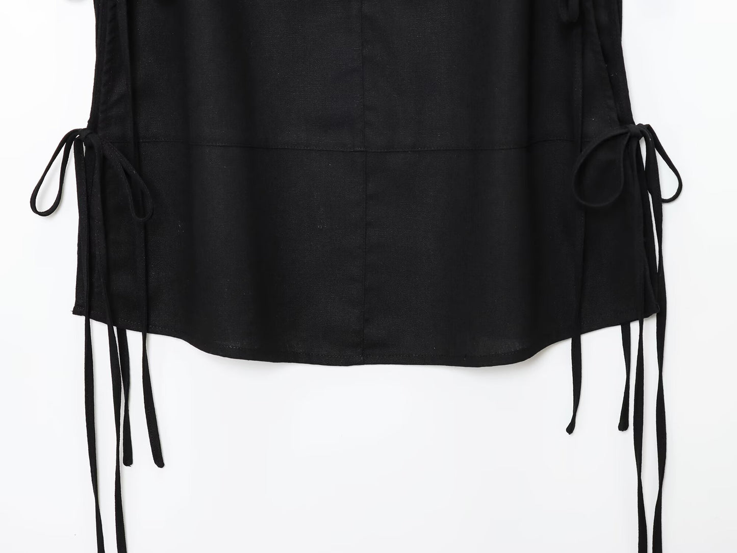 Women's new fashion bow Lace up design sleeveless linen blend top