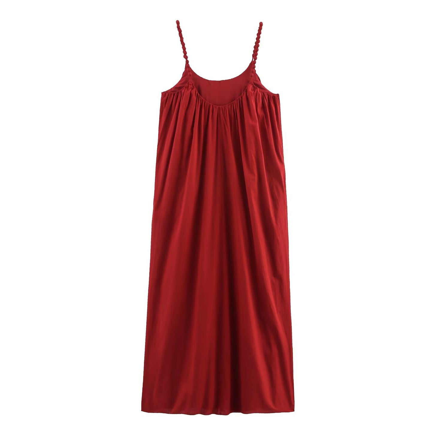 Women's new fashion wide pleated sleeveless beaded suspender MIDI dress