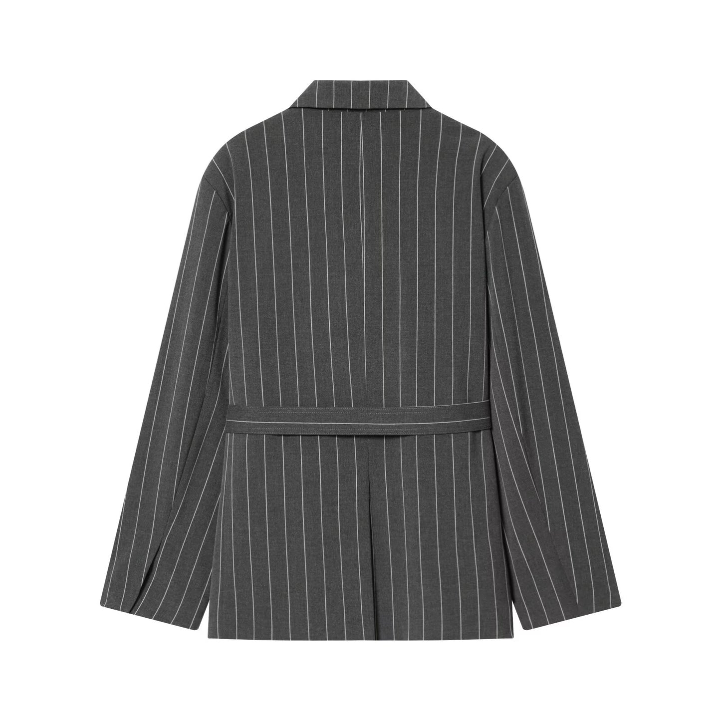 suit Women's 2 pieces wrap style lace up striped Blazer Coat +Pants