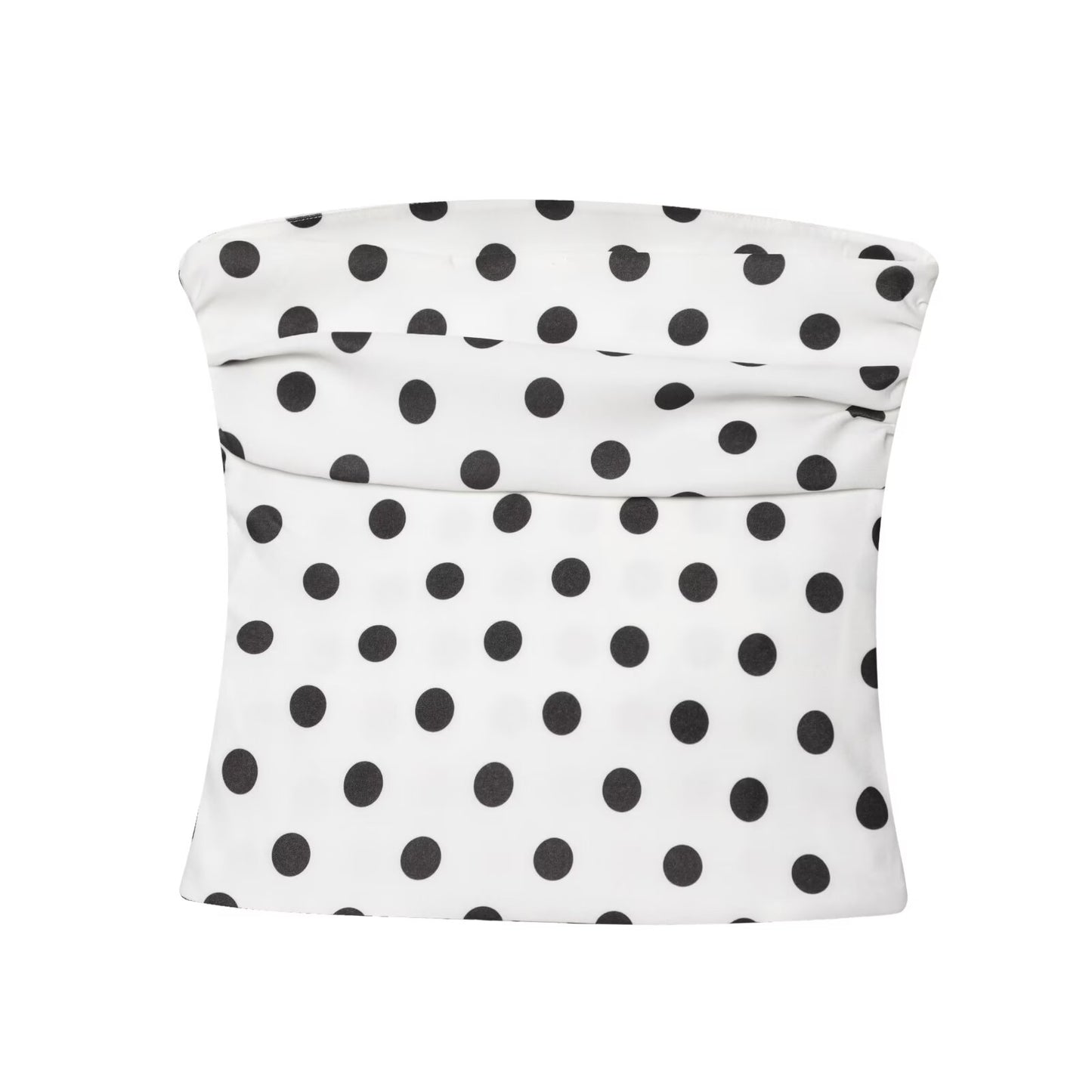 Women's New Fashion polka dot printed tight pleated strapless top