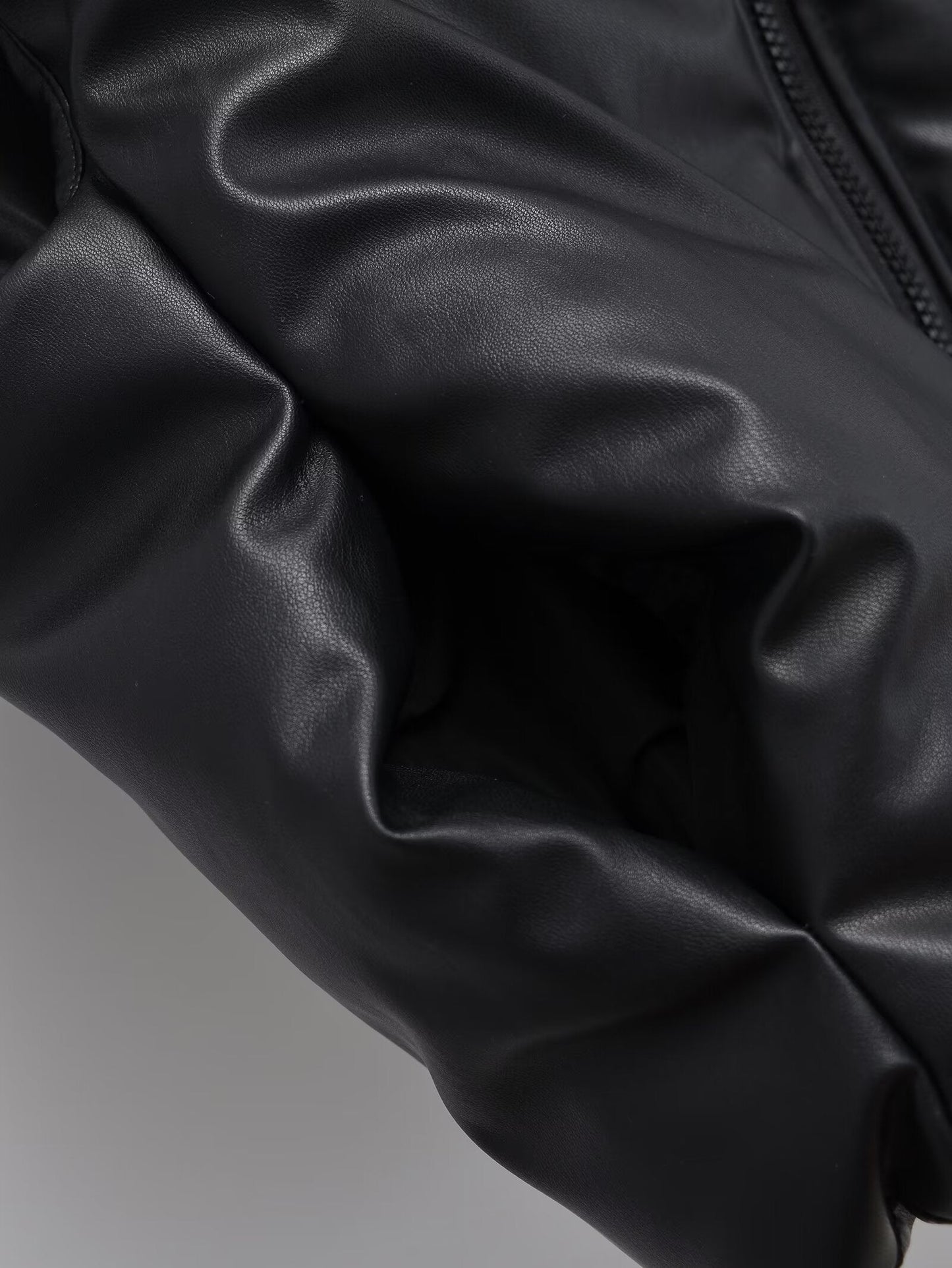 Women's short standing collar Faux Leather cotton vest