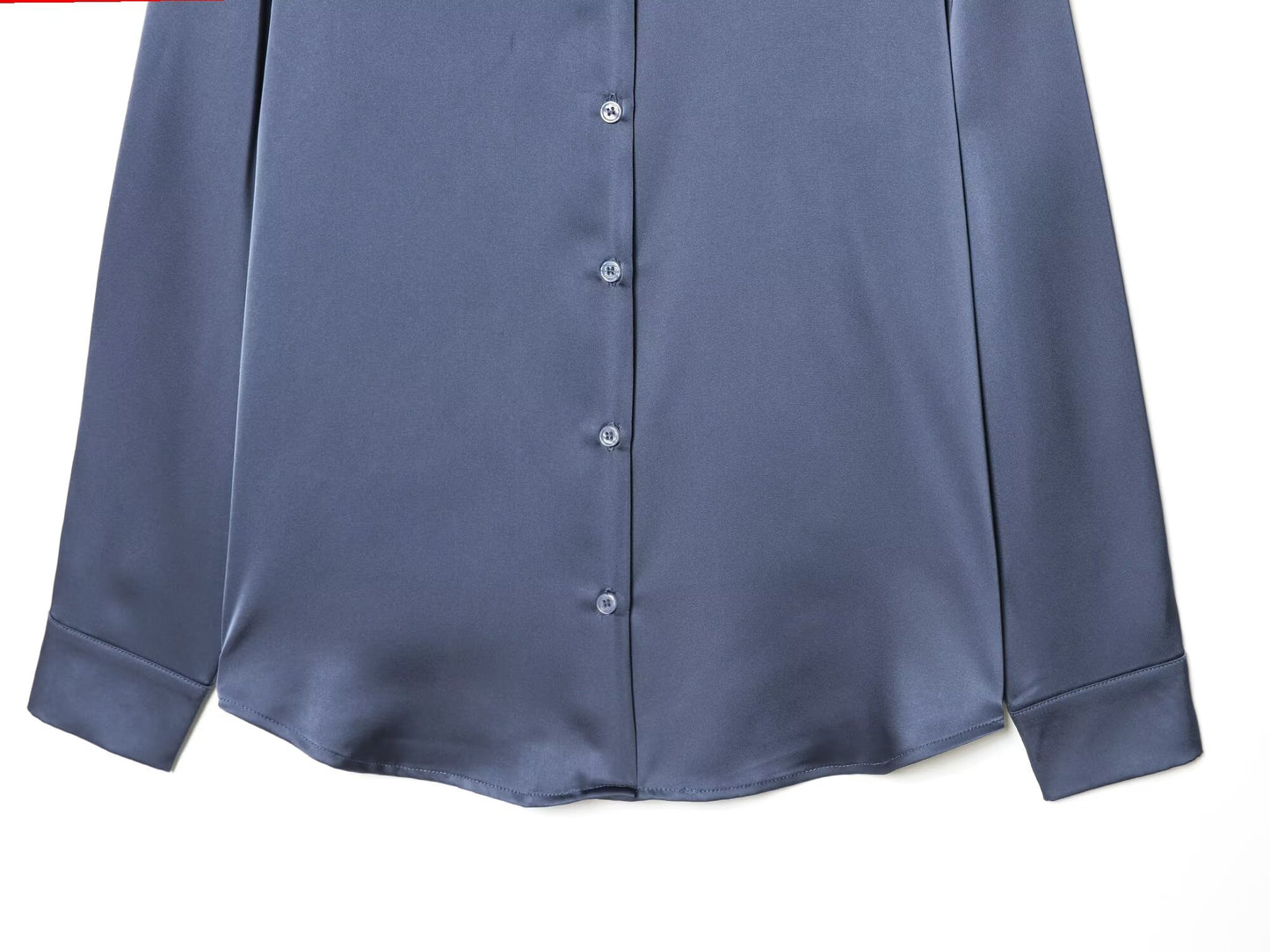 Women's casual satin textured lapel shirt