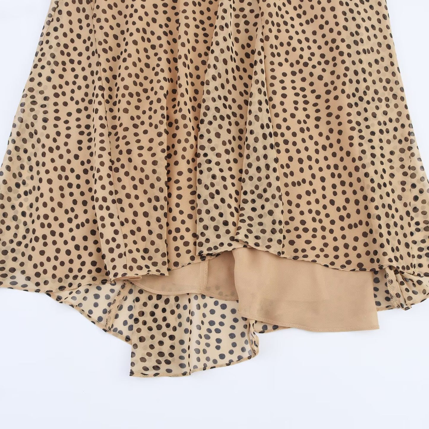 Women's new fashion flower decoration polka dot print suspender MIDI dress