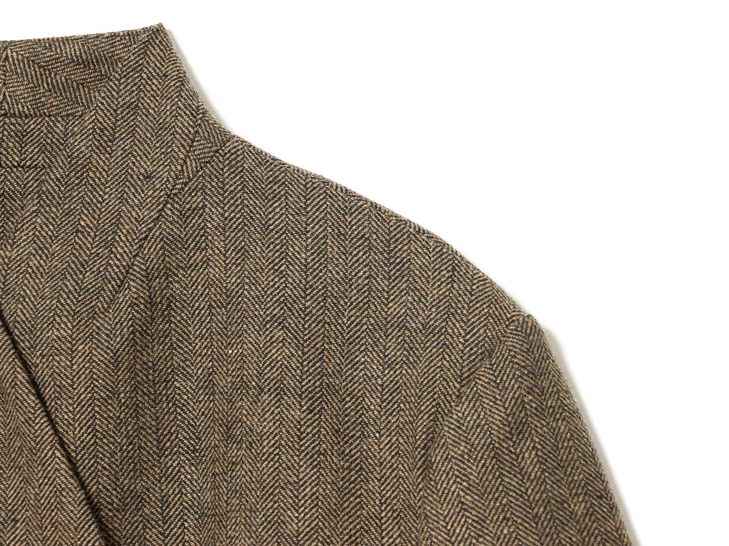 Women's loose stand collar herringbone diagonal Blazer Coat