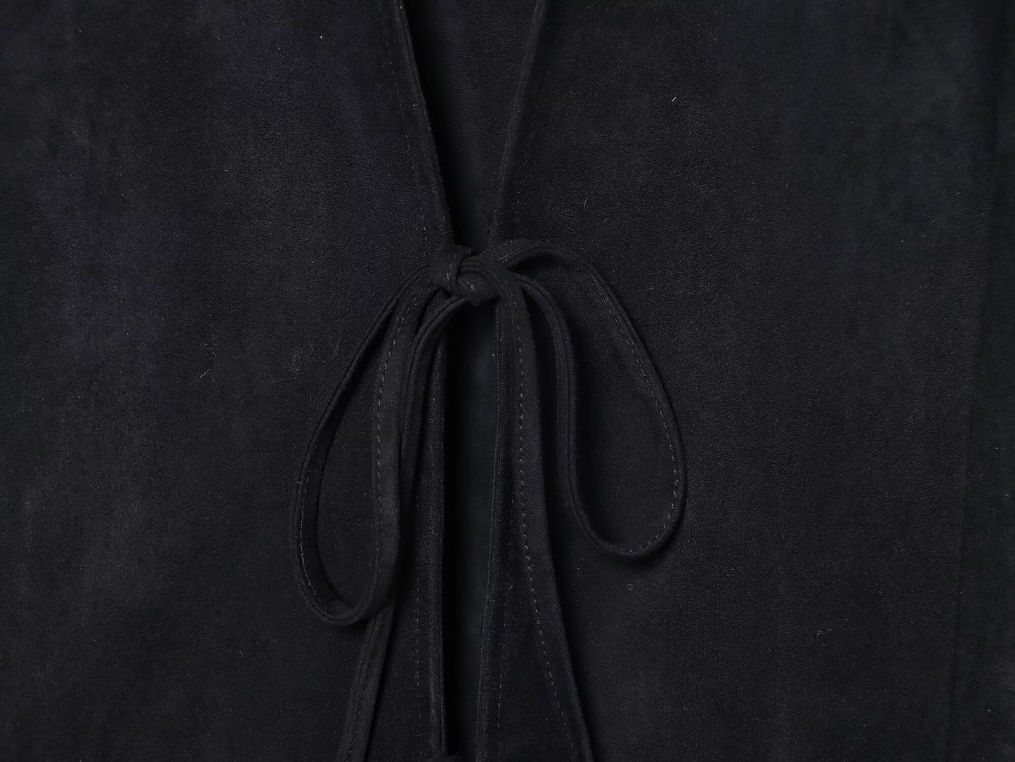 Women's black slim suede effect lace up shirt