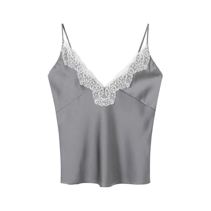 Women's sexy lace patchwork camisole top