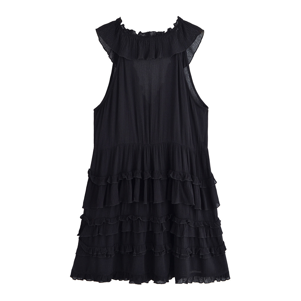 Women's new fashion layered decoration sleeveless V-neck mini dress