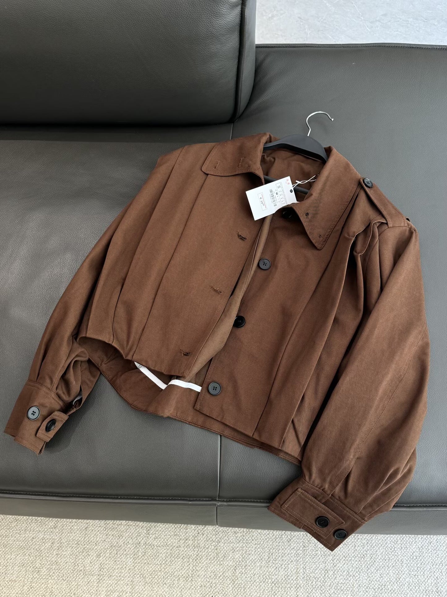 Women's autumn fashion short pleated strap decorative jacket Coat