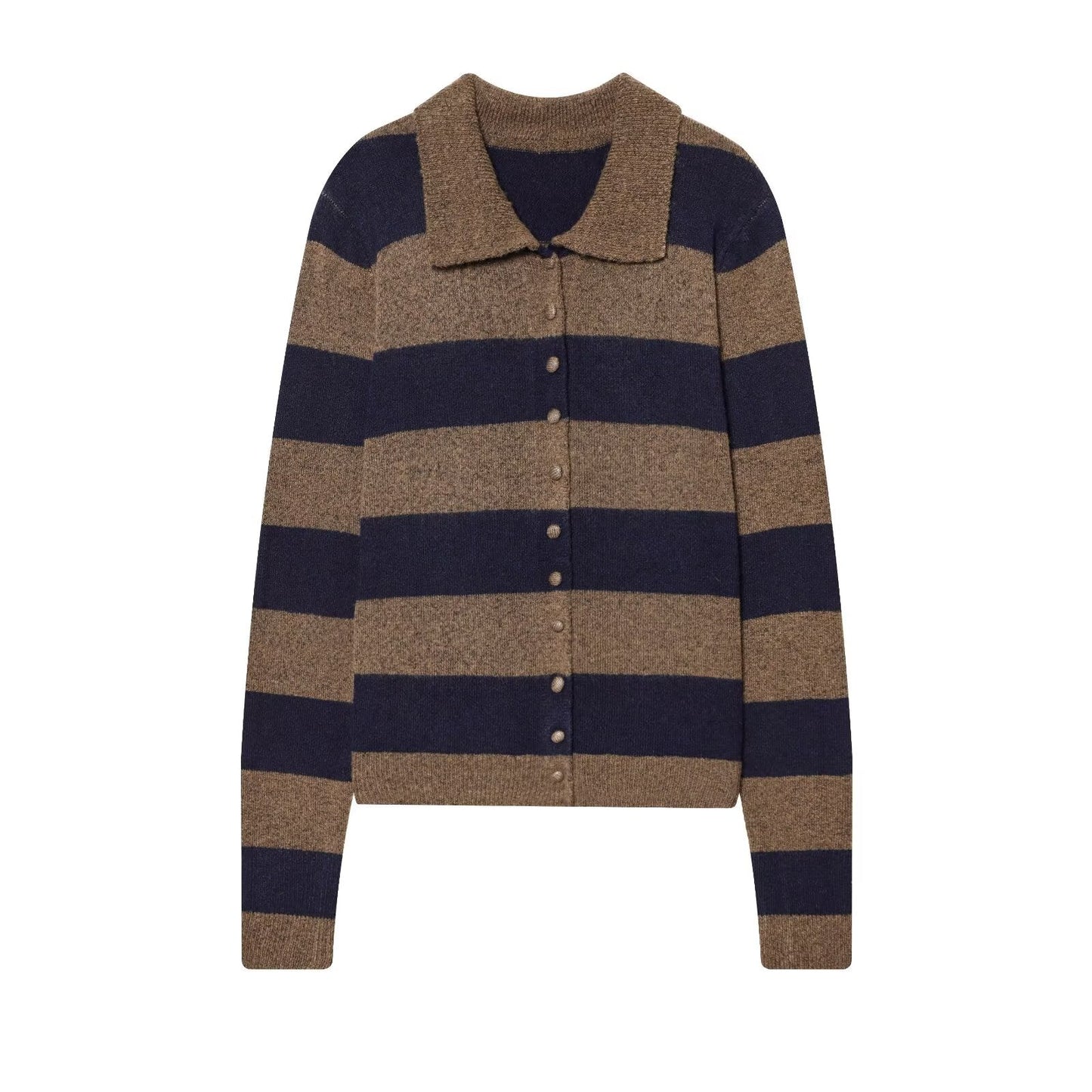 Women's comfortable Lapel striped knitted Coat