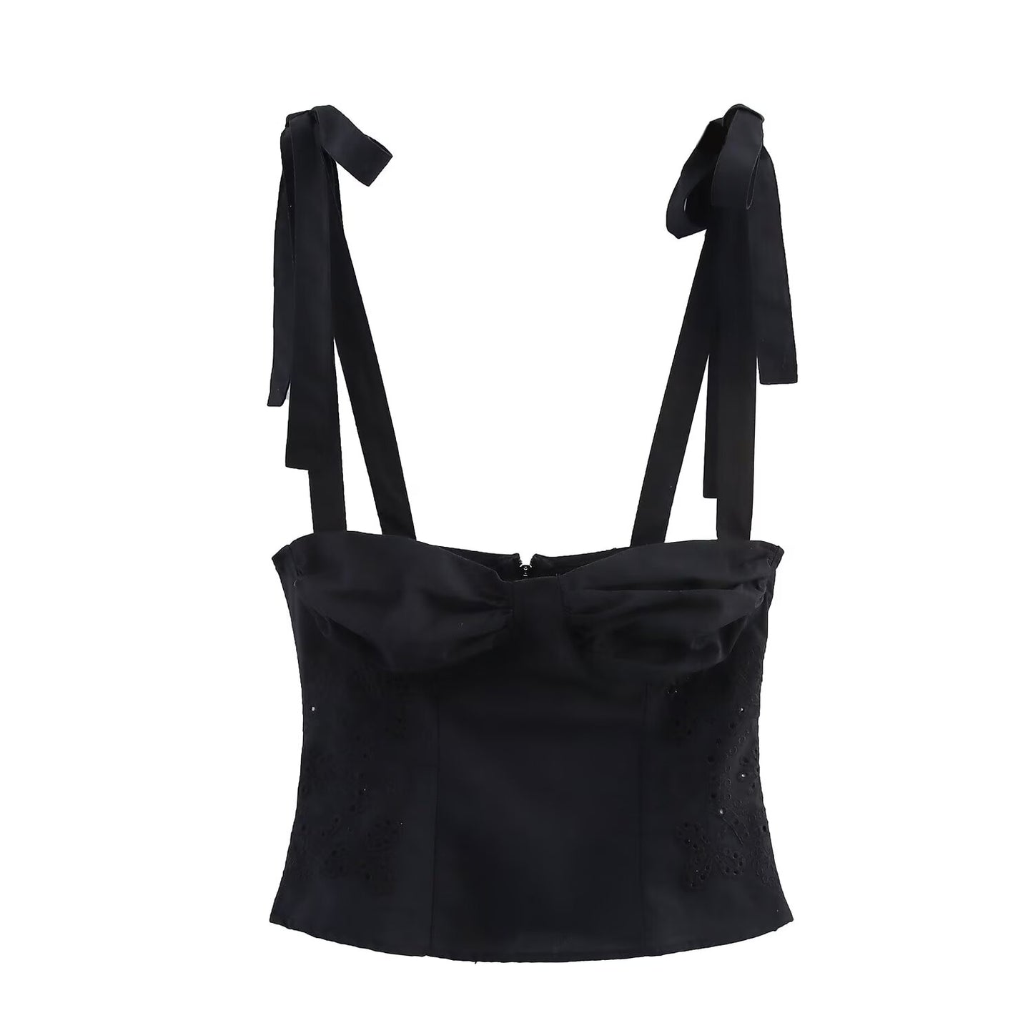 Suit Women's 2 pieces New Fashion bow strap short embroidered top+Pants suit