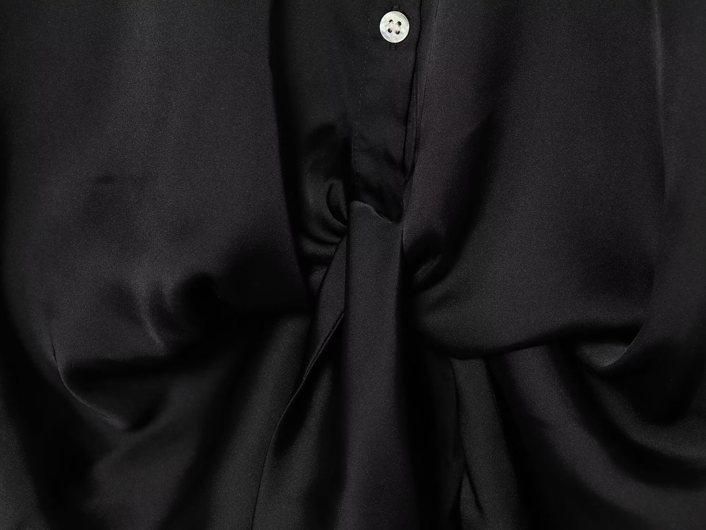 Women's new fashion knot decoration satin texture lapel shirt