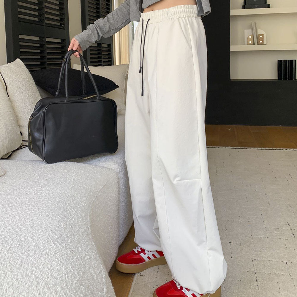 Women's Autumn 2025 New American Overalls with High Waist and Slim Embroidery and Wide Legs Wear Sweatpants.