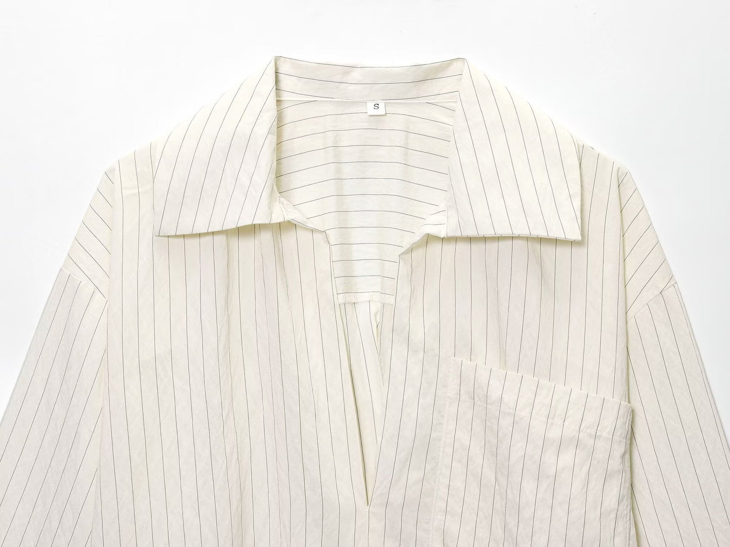 Women's new fashion loose Lapel striped Split shirt