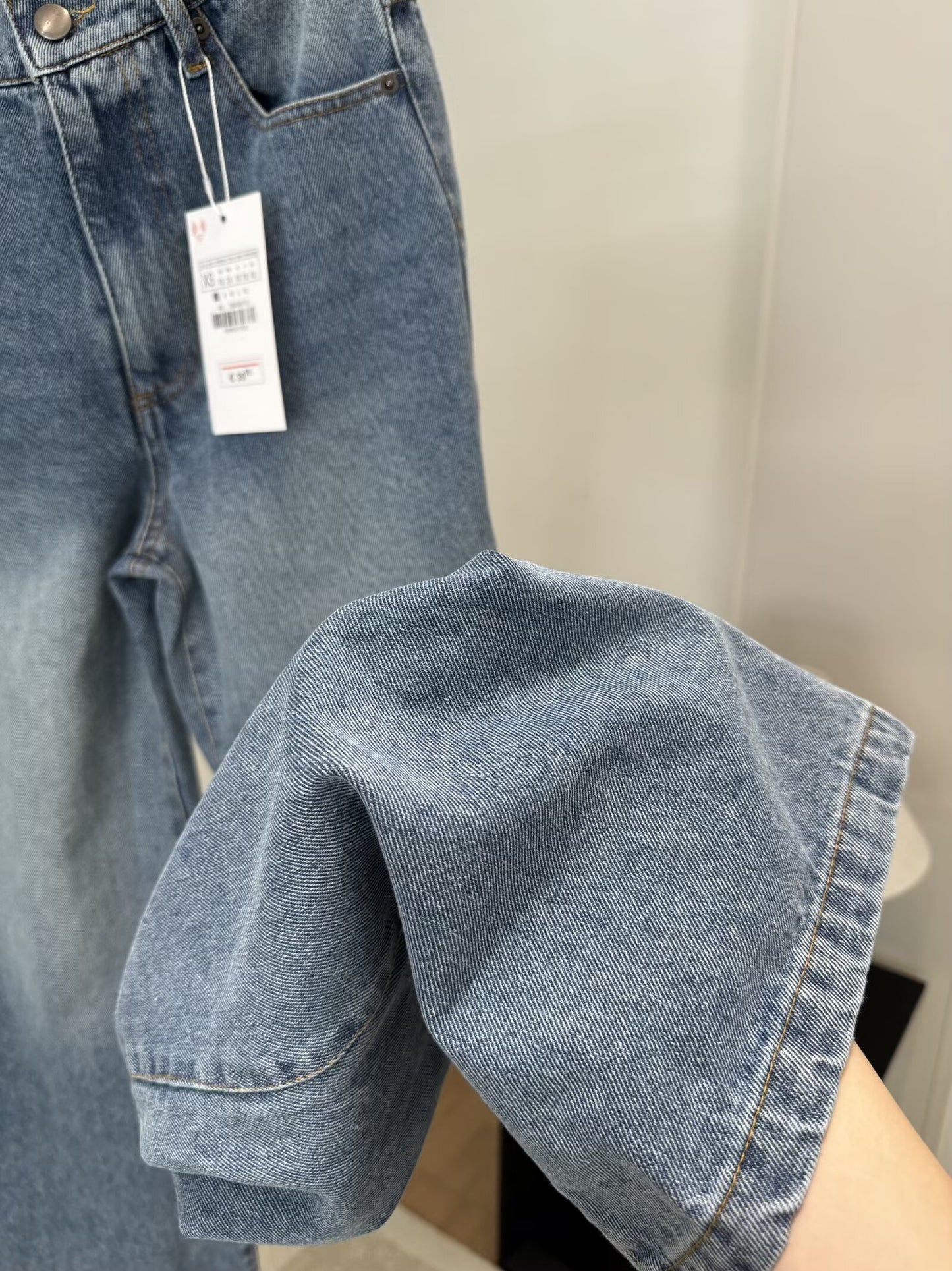 Women's chic fashion loose low waist casual wide leg jeans