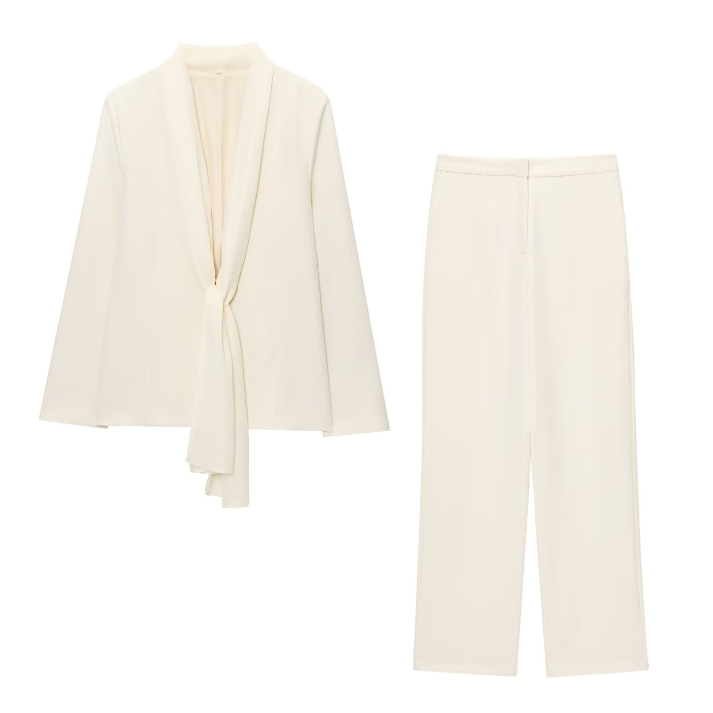 suit Women's 2 pieces tie decoration lapel Blazer Coat +Pants