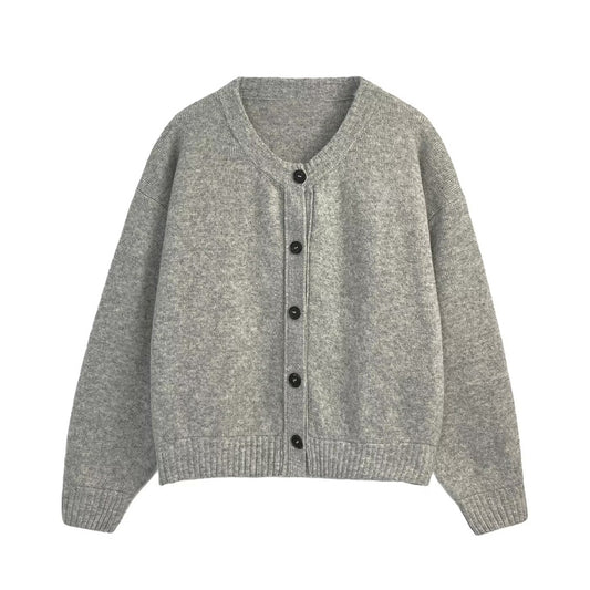 Women's new fashion soft texture O-Neck Button-up Knitted Coat