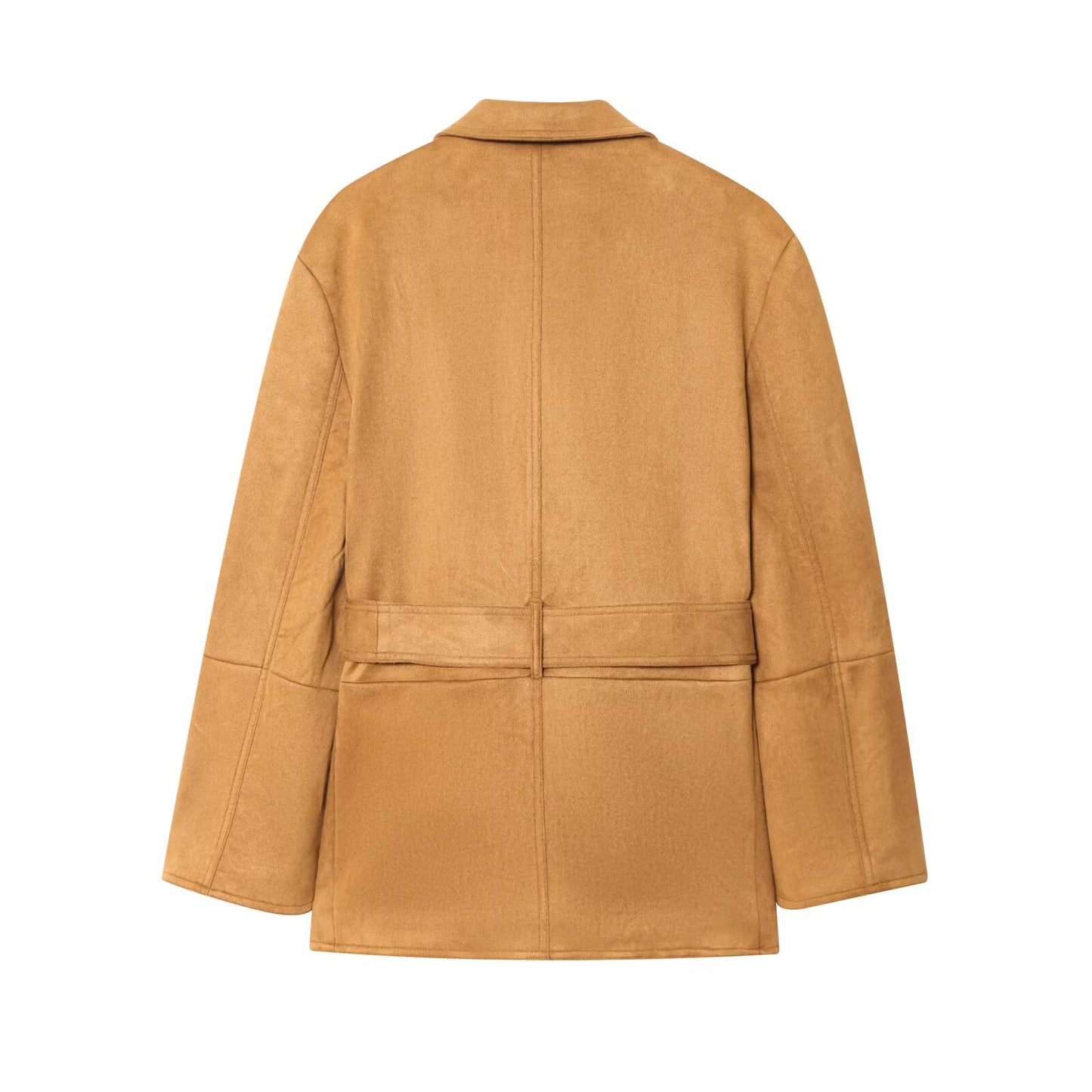 Women's 2025 new fashion with Belt loose suede suit jacket