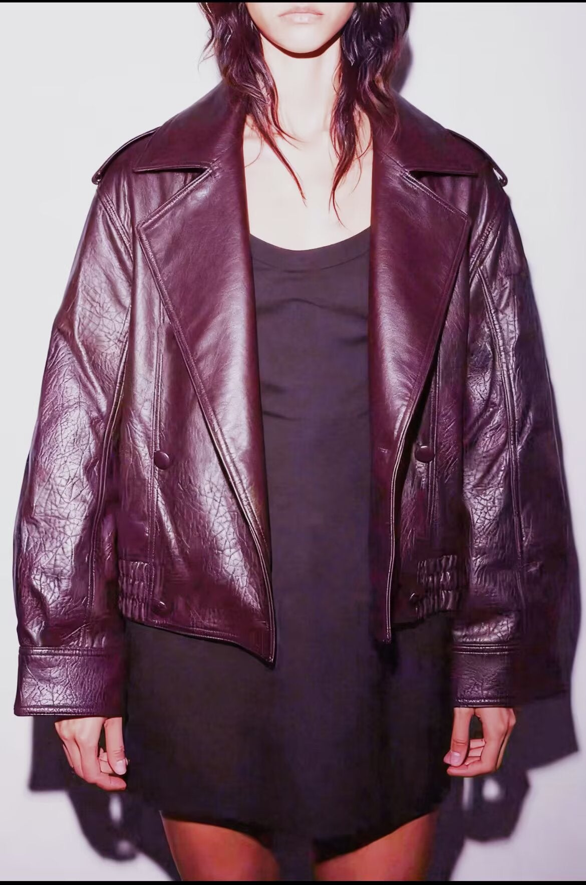 Women's loose versatile Faux Leather jacket Coat