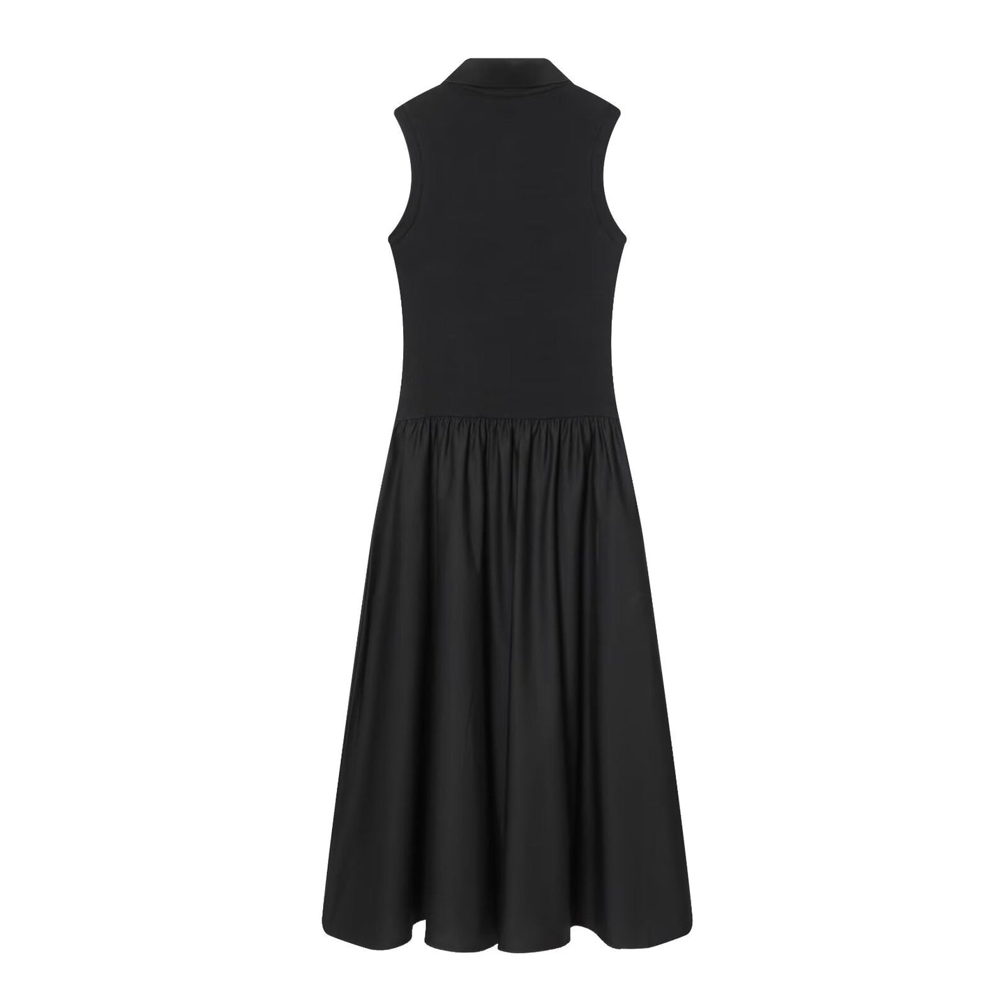 Women's sleeveless Polo collar knit MIDI dress