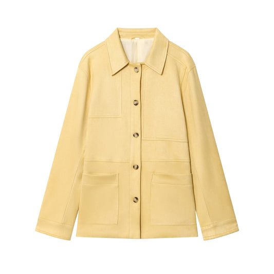 Women's 2025 new fashion loose single breasted suede Coat