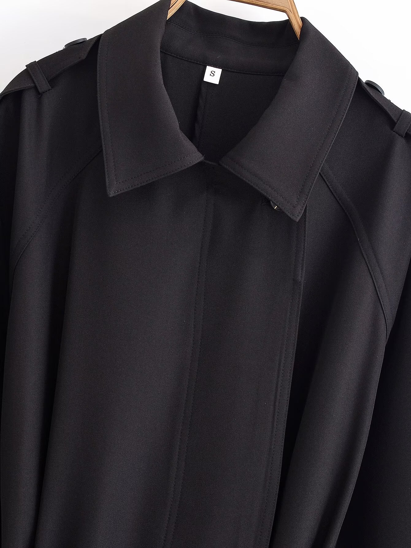 Women's new fashion with Belt black Long style windbreaker Coat