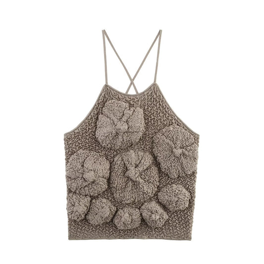 Women's Summer New Fashion Fluffy Texture Design suspender Top