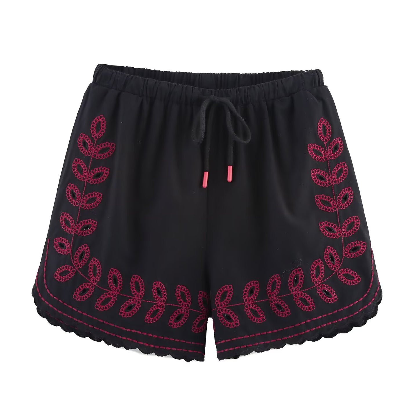 suit Women's 2 pieces new short sleeved lapel embroidered shirt+ Shorts suit