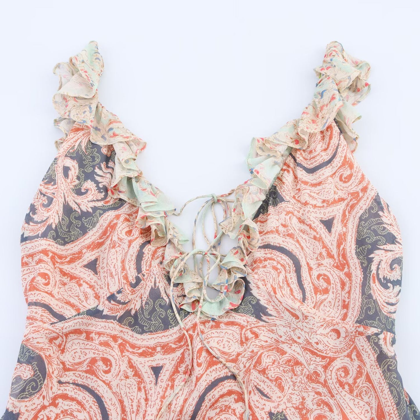 Women's new Fashion lingerie style printed V-neck suspender MIDI dress