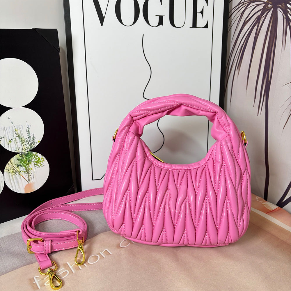 Women's New Fashion Joker Pleated Design Handbag Shoulder Crossbody Bag