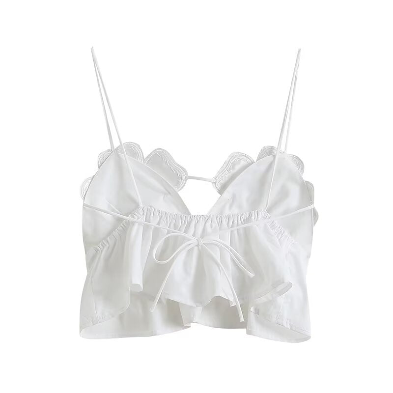 Women's new fashion flower bead decoration suspender top retro sleeveless women's vest chic top