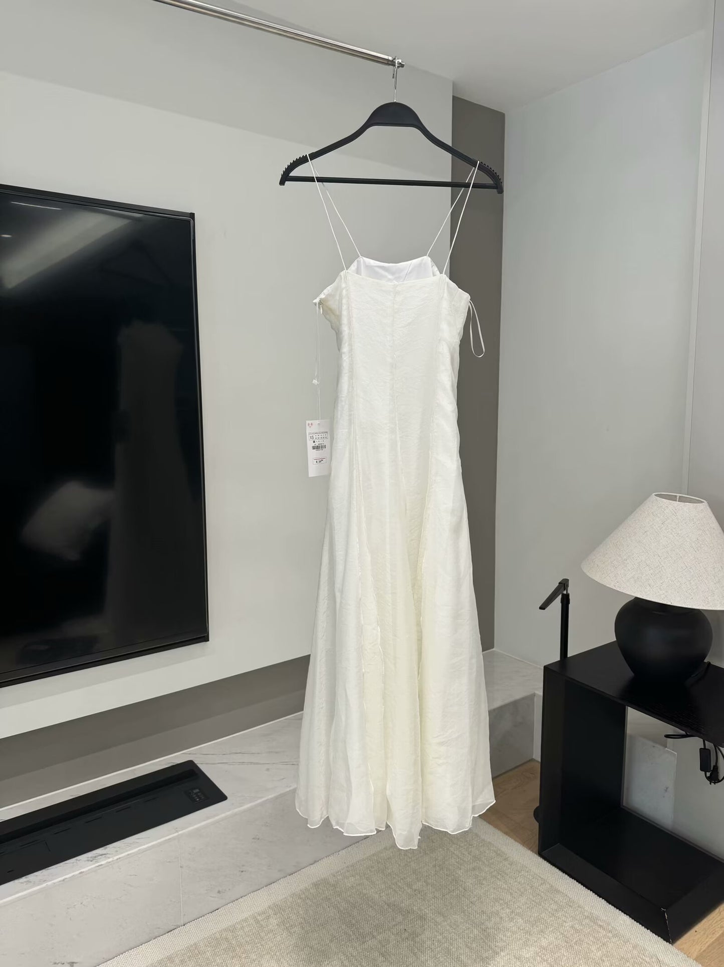 Women's new fashion sleeveless backless draped suspender midi dress