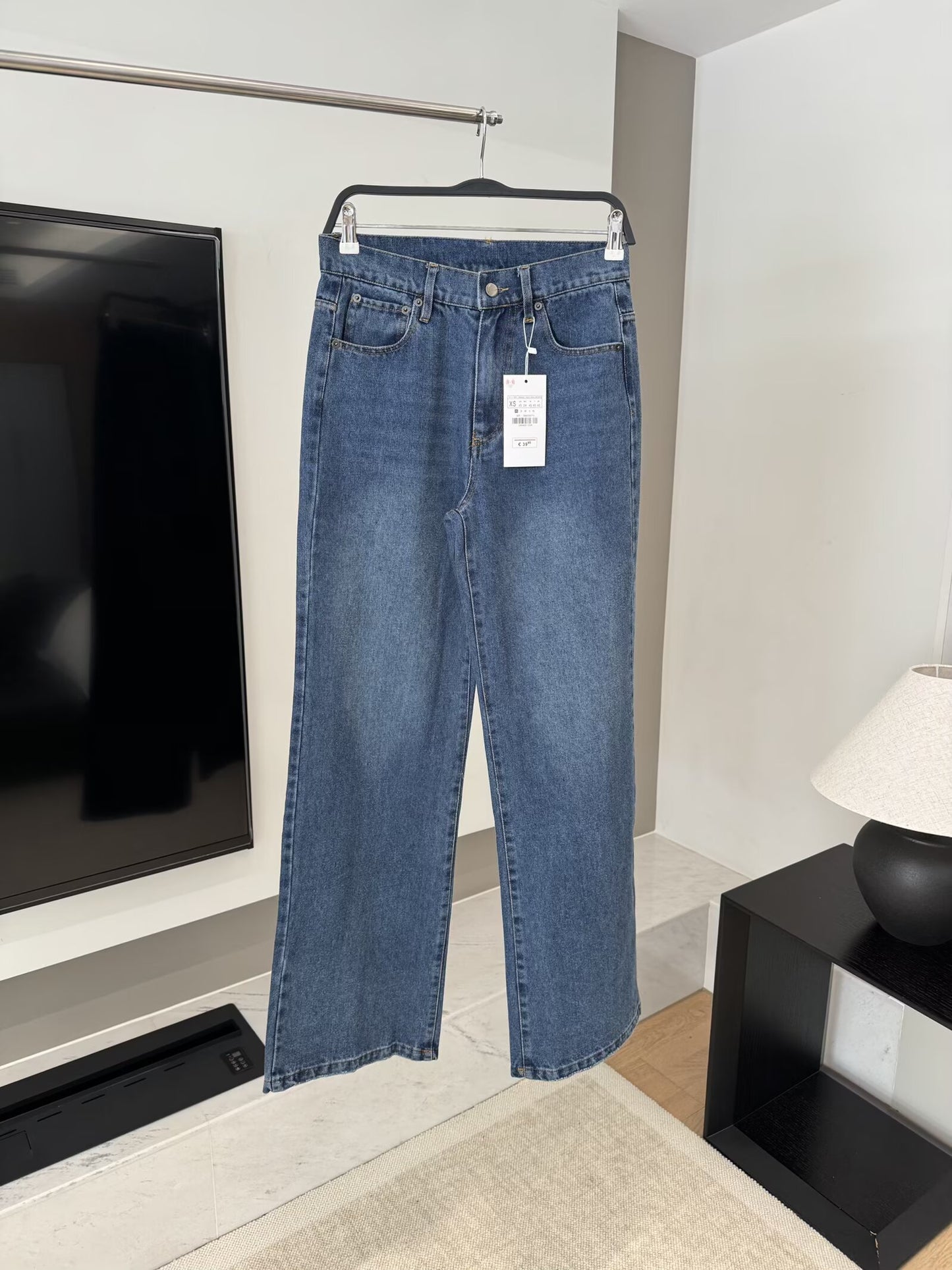 Women's chic fashion loose low waist casual wide leg jeans