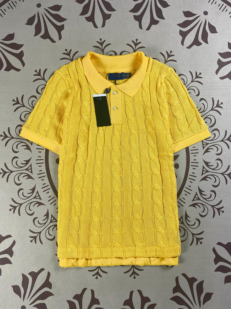 Women's New Joker Embroidered Lapel Pullover Short-sleeved T-shirt Knitwear Top