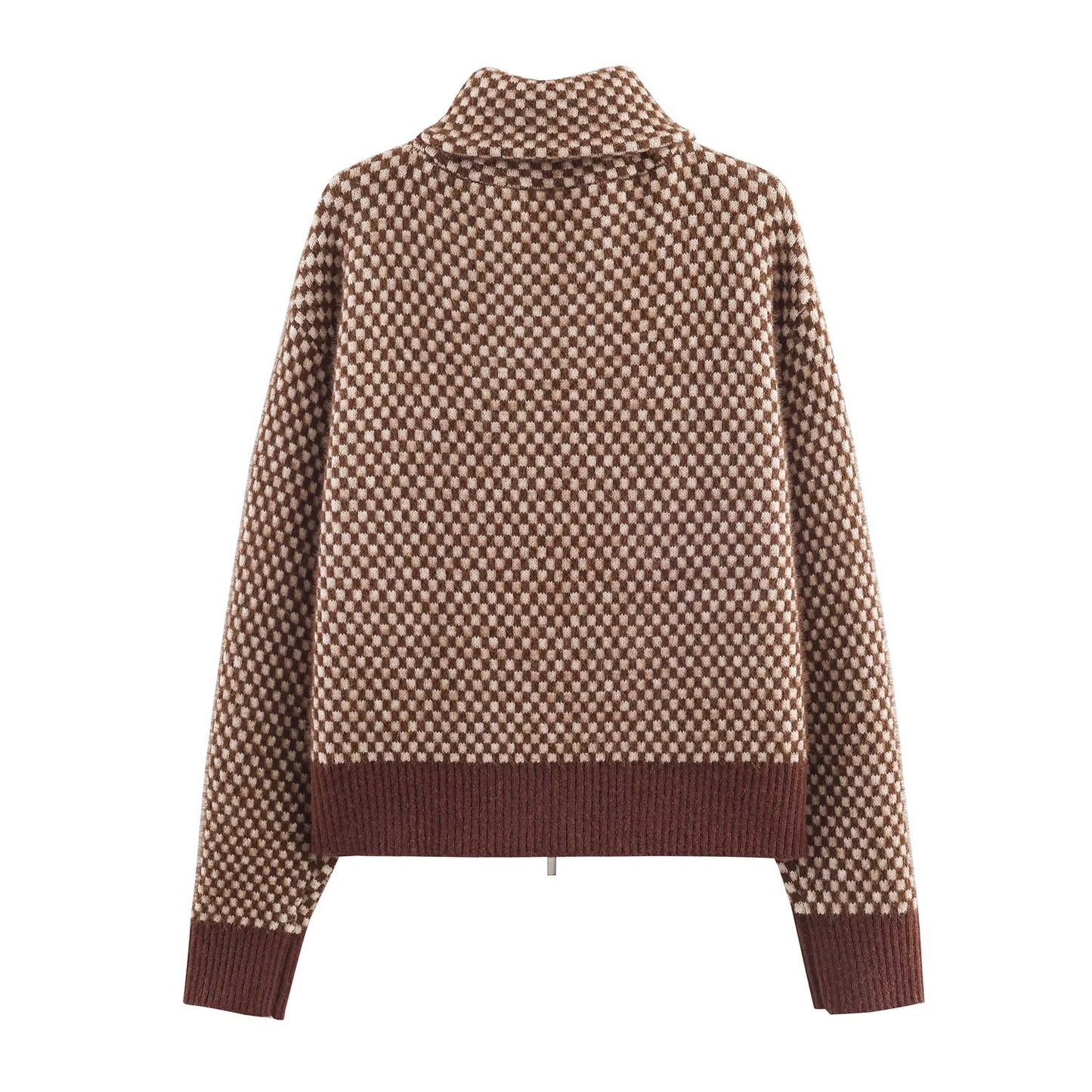 Women's new faux fur effect stand collar knitted Coat