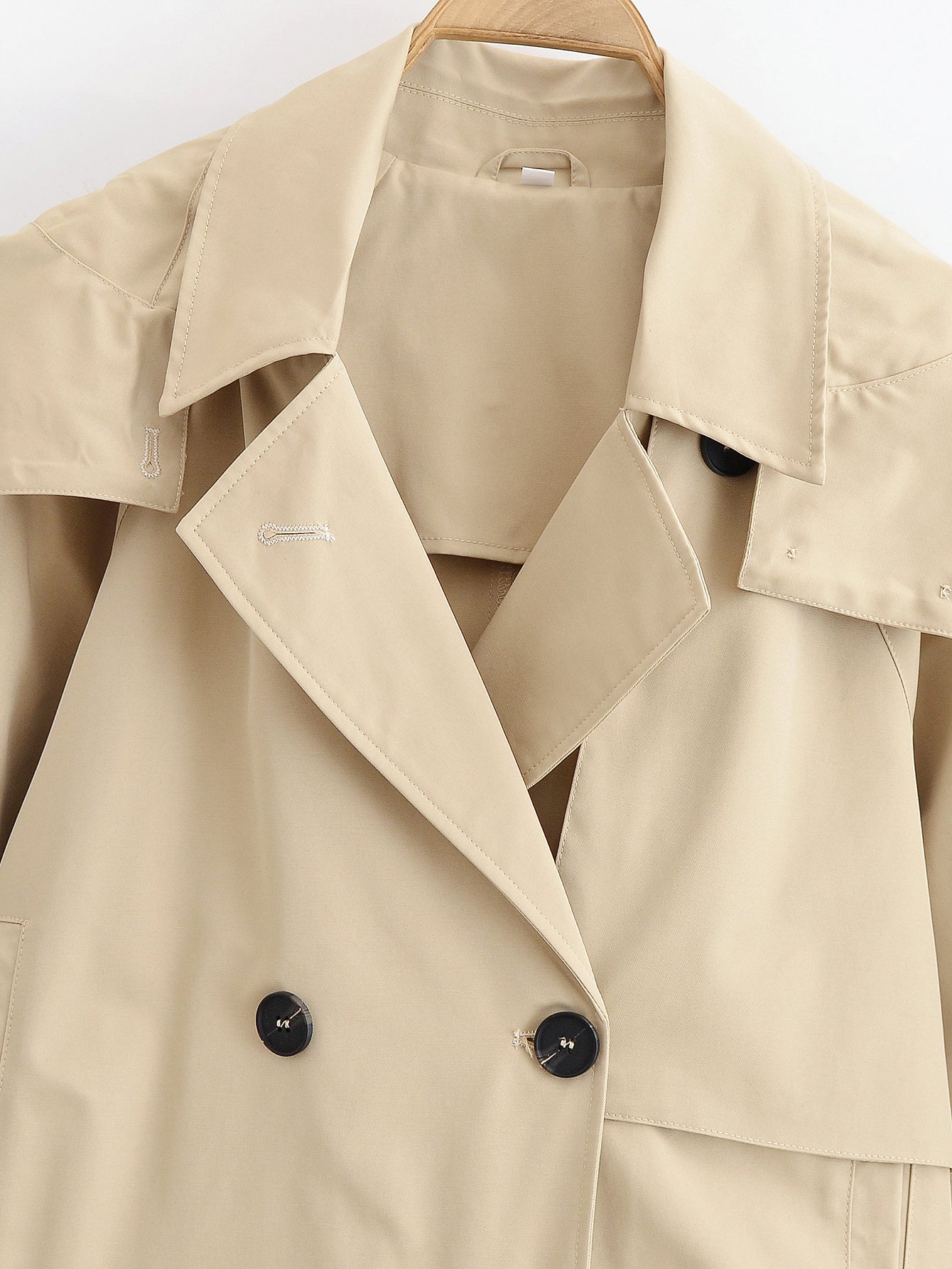 Women's new fashion hooded short double breasted windbreaker Coat