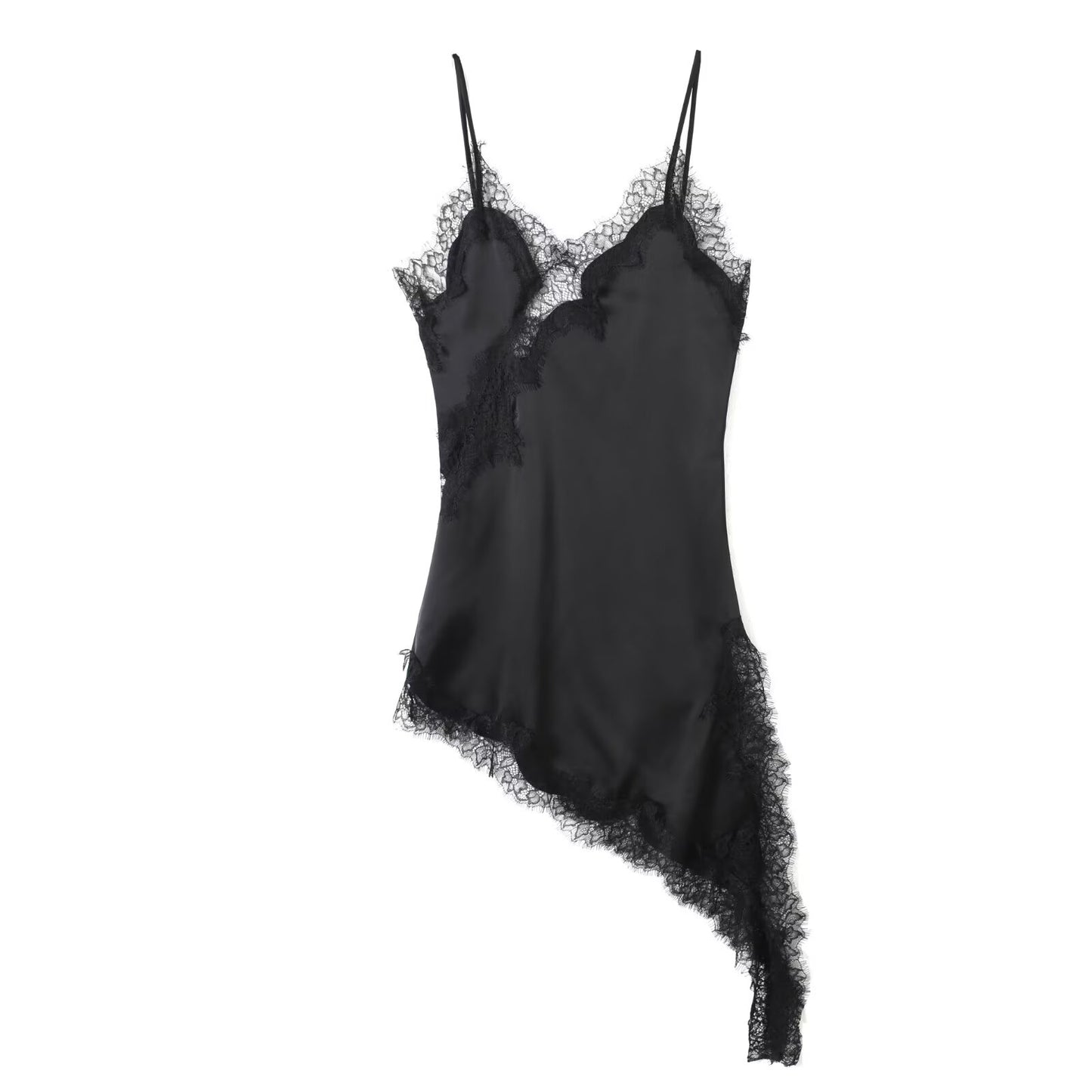 Women's asymmetric lace suspender dress