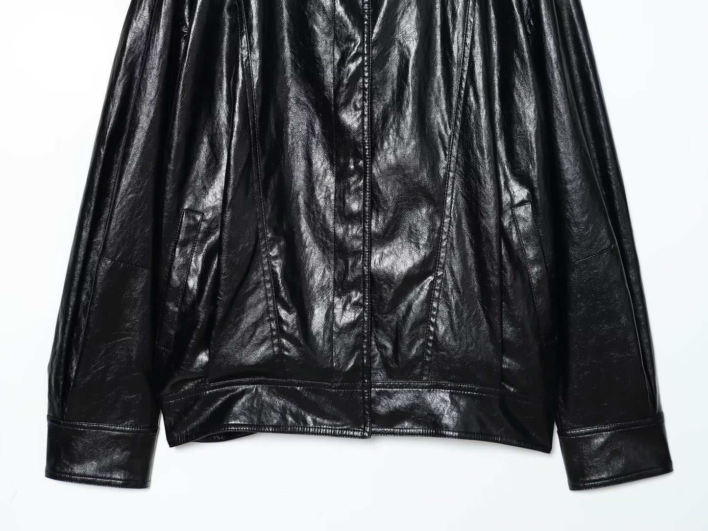 Women's loose faux leather pilot jacket Coat