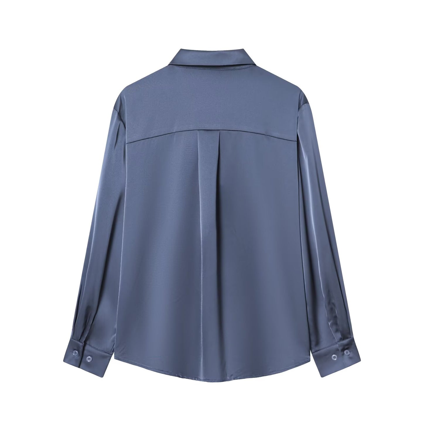 Women's casual satin textured lapel shirt