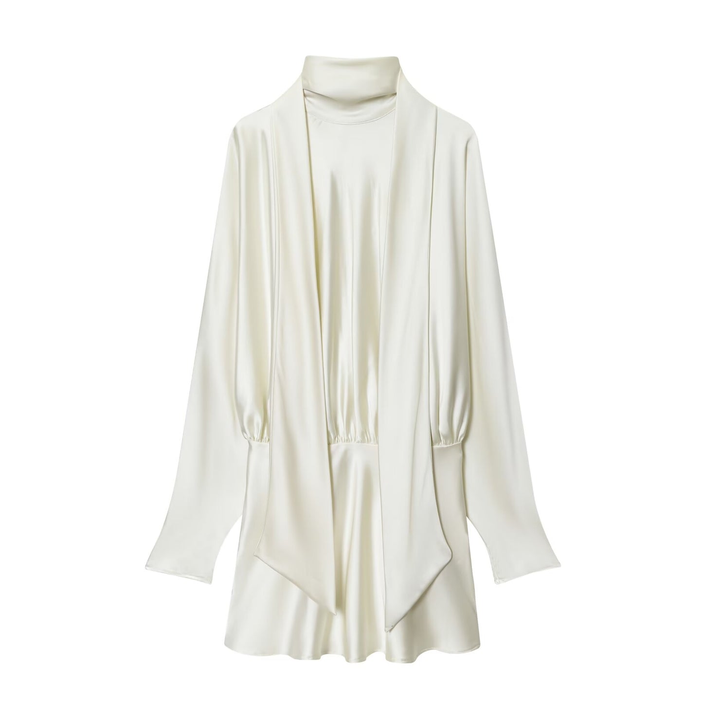 Women's 2025 new fashion scarf decoration satin texture mini dress